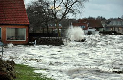 Roskilde Fjord, hvor stormen Bodil i december 2013 bragte vandstanden helt op omkring 2 meter. Foto: Martin Stendel, DMI